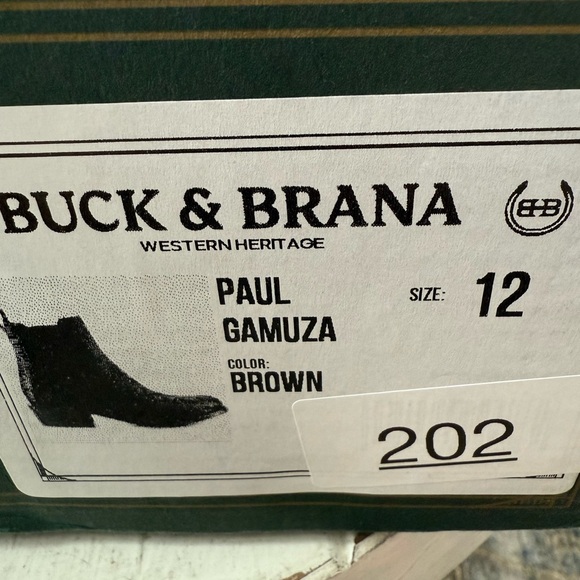 NIB Buck & Brana Men’s Paul Gamuza Leather Brown Ankle Boots in size 12 - Picture 6 of 7